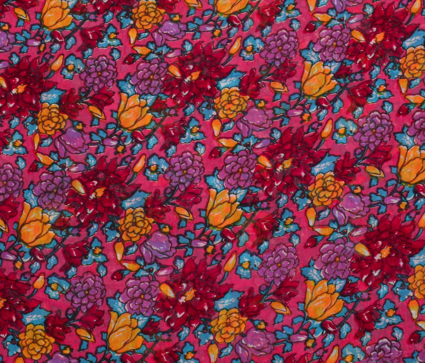 Sushila Vintage Pink Sari Pure Georgette Silk Printed Dress Fabric By the Yard