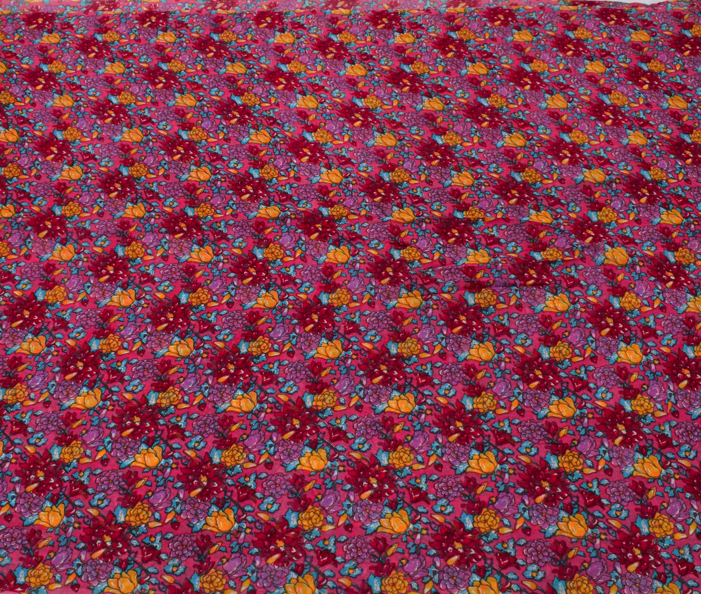 Sushila Vintage Pink Sari Pure Georgette Silk Printed Dress Fabric By the Yard