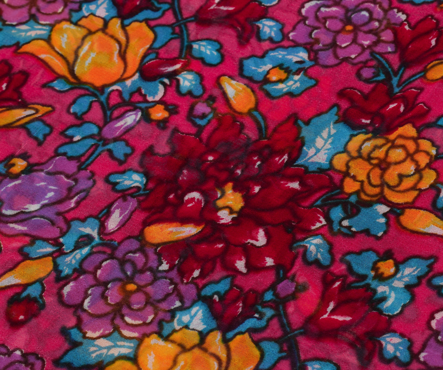 Sushila Vintage Pink Sari Pure Georgette Silk Printed Dress Fabric By the Yard