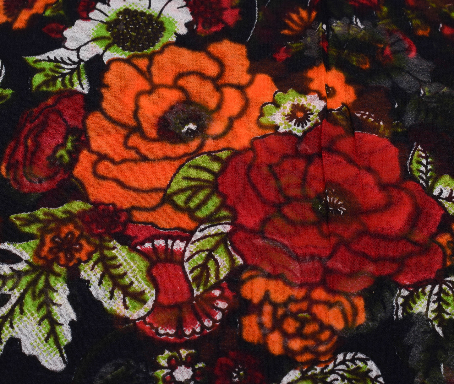 Sushila Vintage Black Sari Pure Georgette Silk Printed Dress Fabric By the Yard
