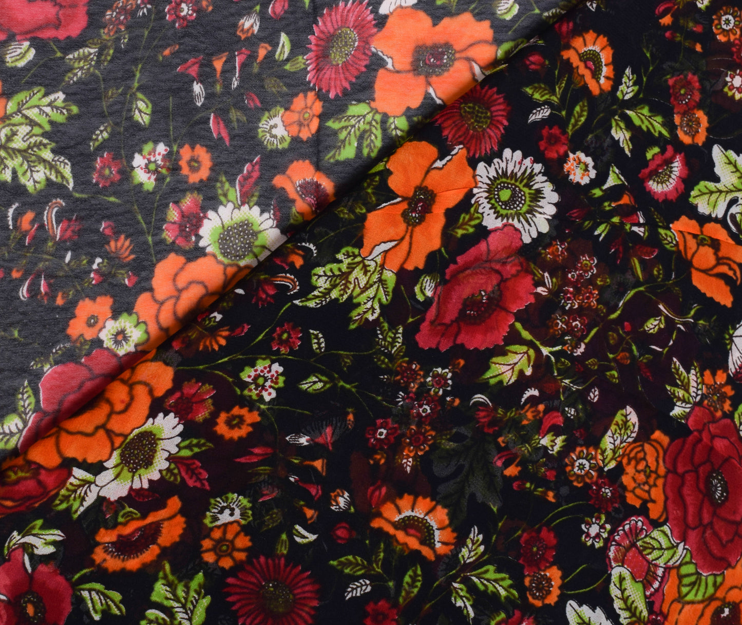 Sushila Vintage Black Sari Pure Georgette Silk Printed Dress Fabric By the Yard