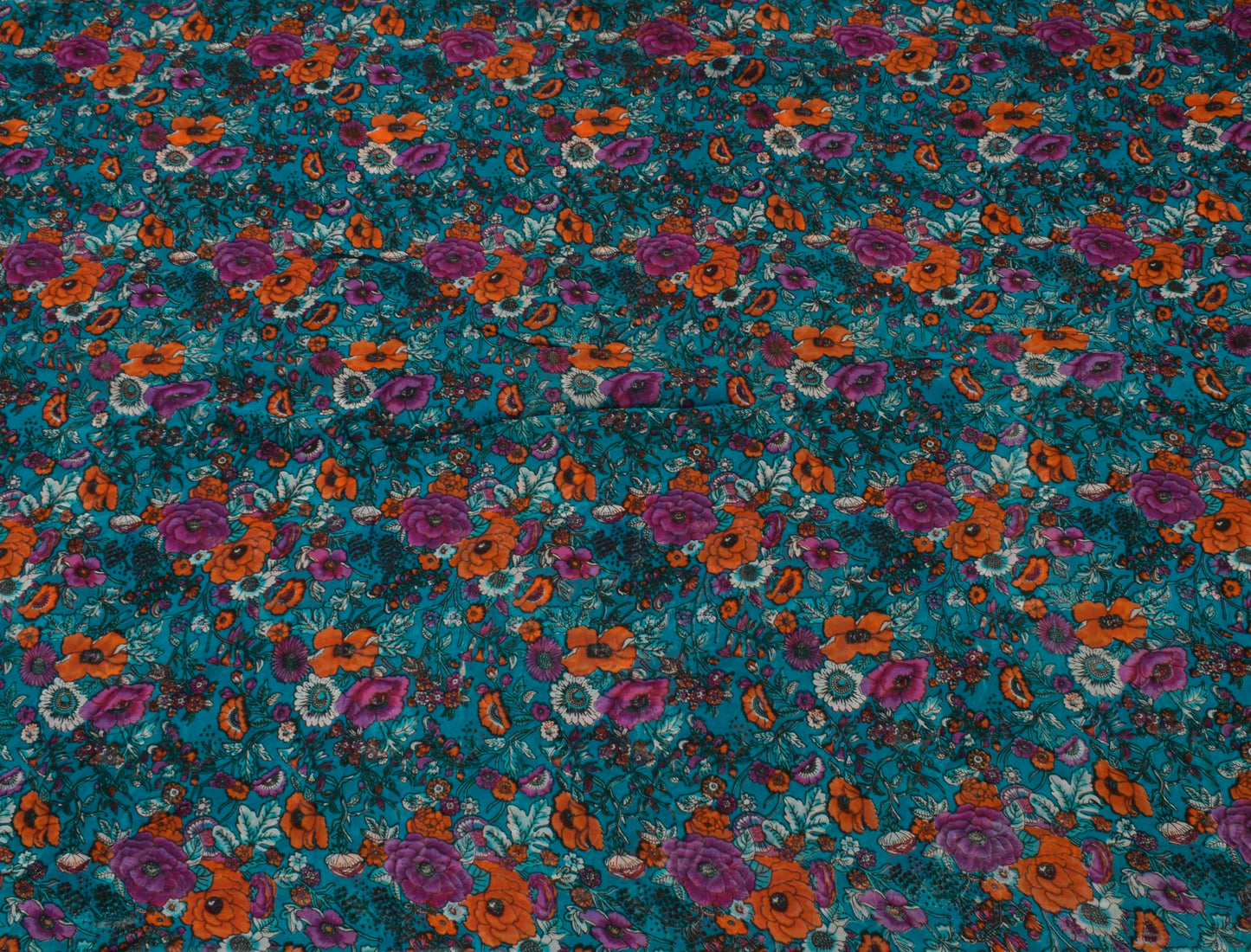 Sushila Vintage Blue Saree Pure Georgette Silk Printed Dress Fabric By the Yard