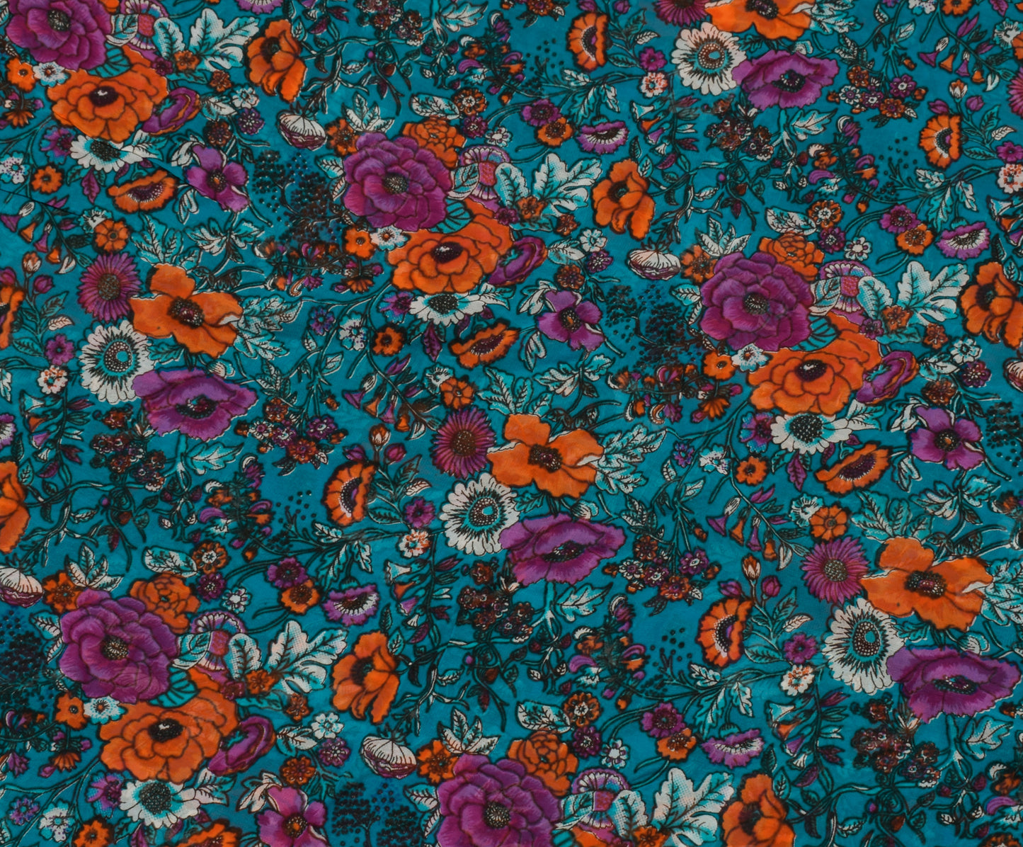Sushila Vintage Blue Saree Pure Georgette Silk Printed Dress Fabric By the Yard