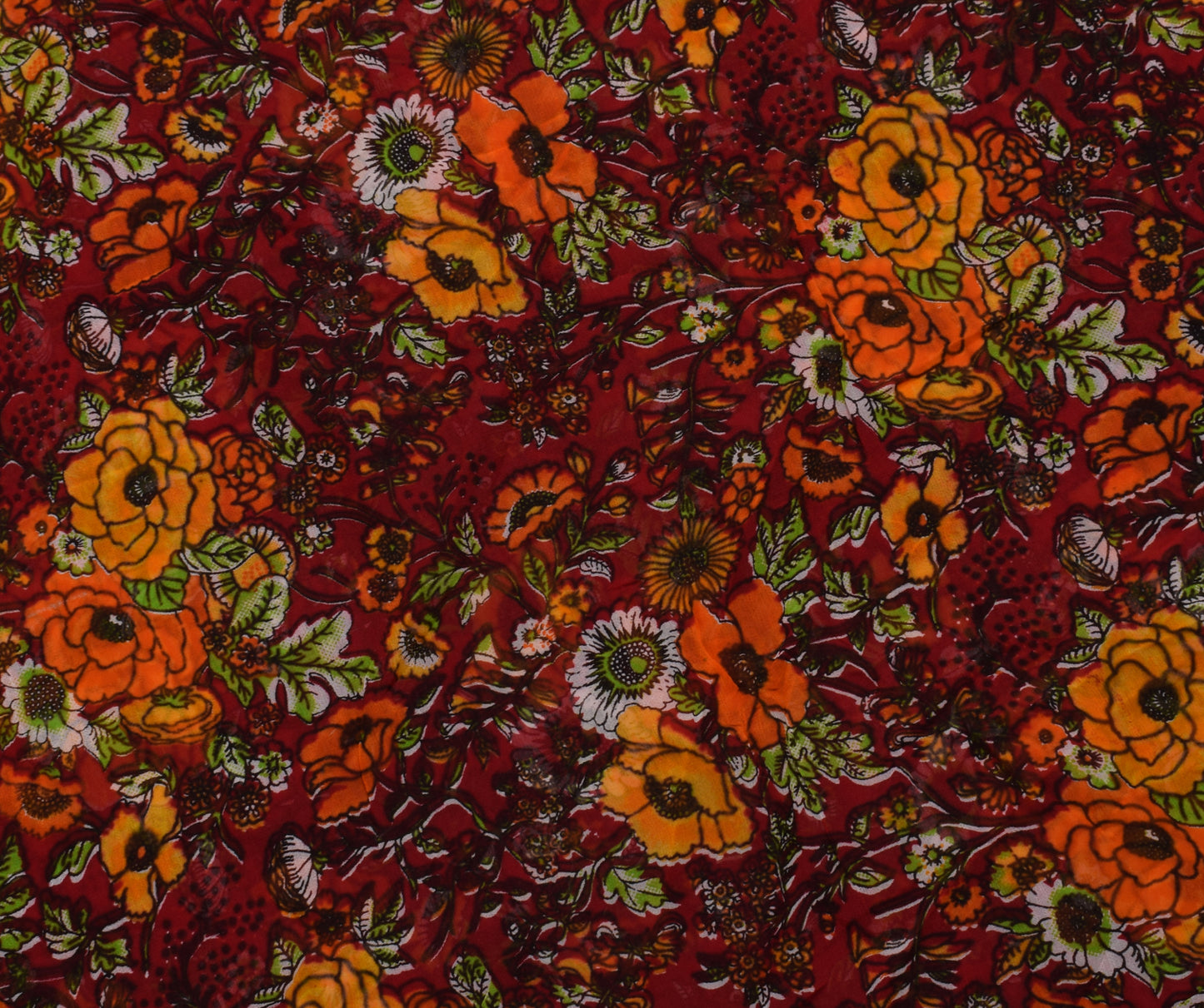 Sushila Vintage Red 100% Pure Georgette Silk Printed Dress Fabric By the Yard