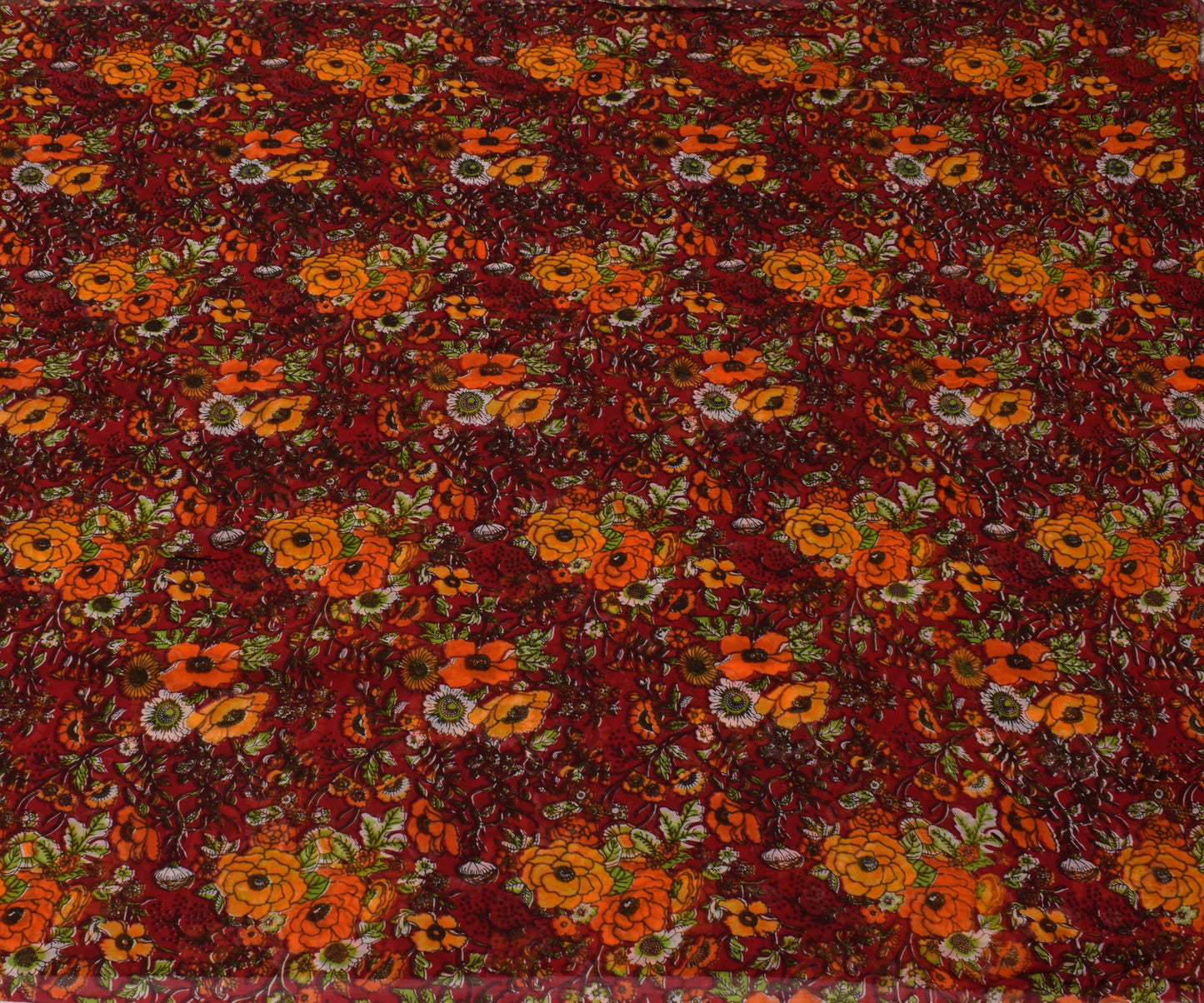 Sushila Vintage Red 100% Pure Georgette Silk Printed Dress Fabric By the Yard