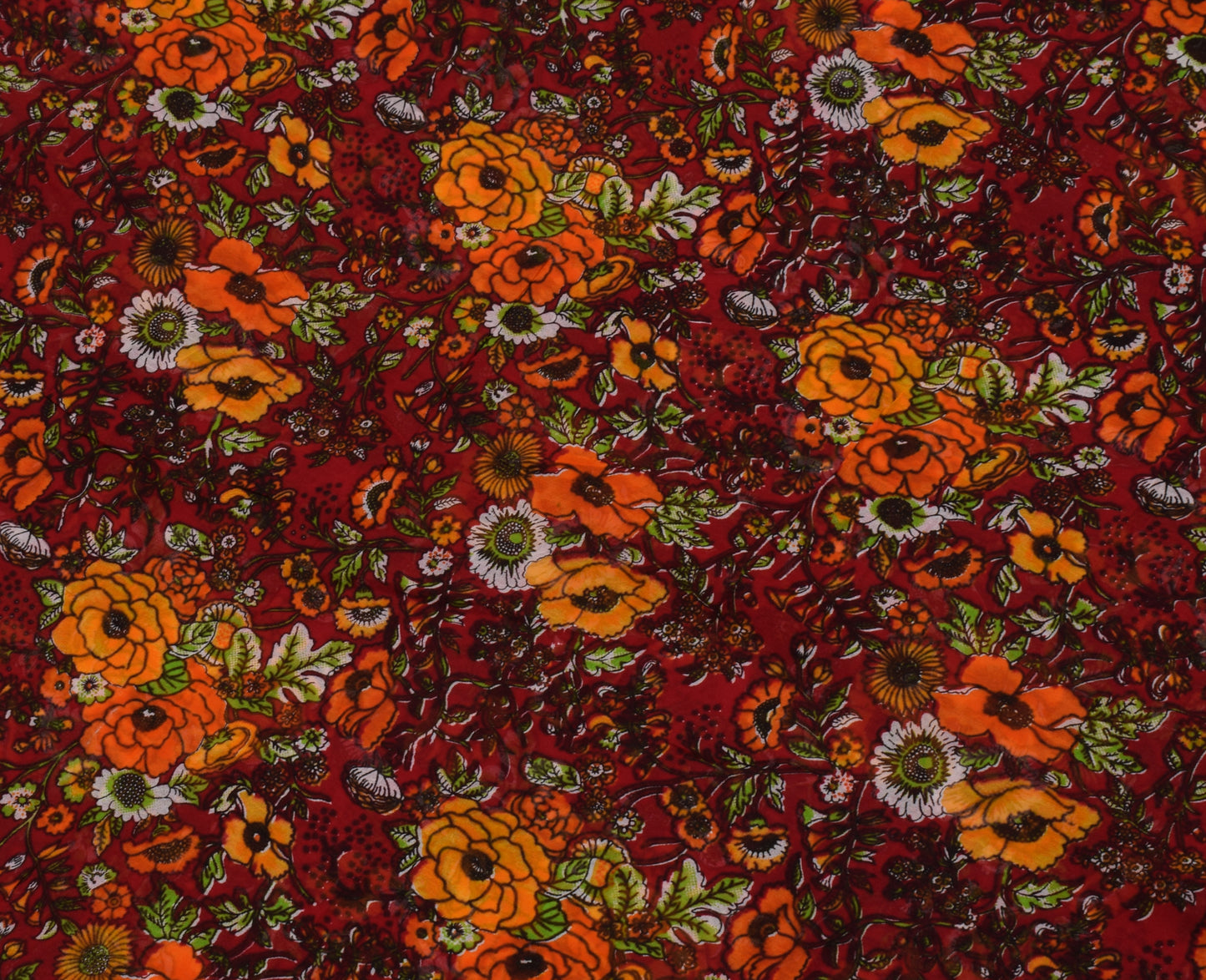Sushila Vintage Red 100% Pure Georgette Silk Printed Dress Fabric By the Yard