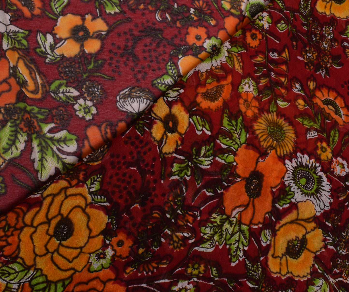 Sushila Vintage Red 100% Pure Georgette Silk Printed Dress Fabric By the Yard