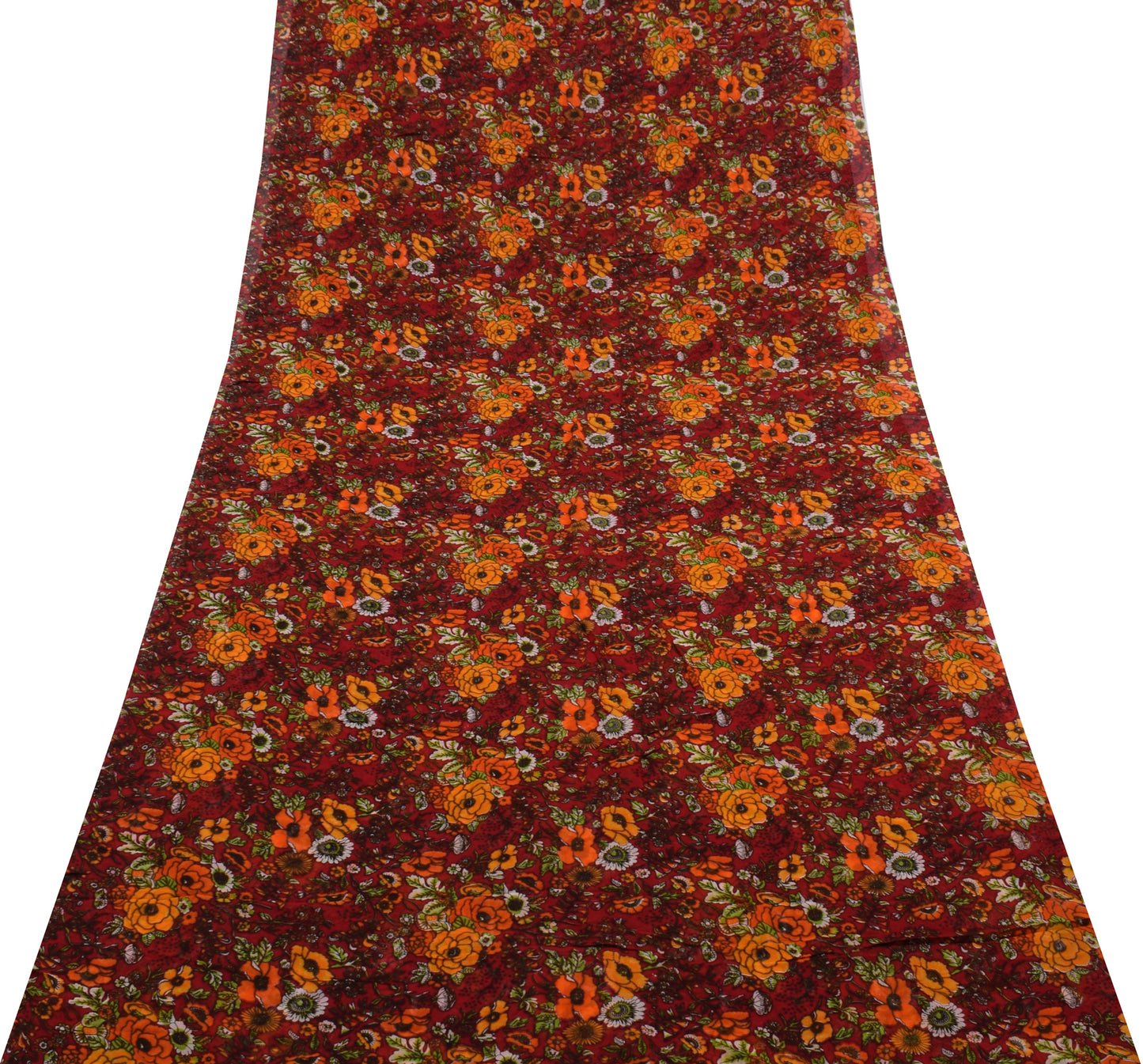 Sushila Vintage Red 100% Pure Georgette Silk Printed Dress Fabric By the Yard
