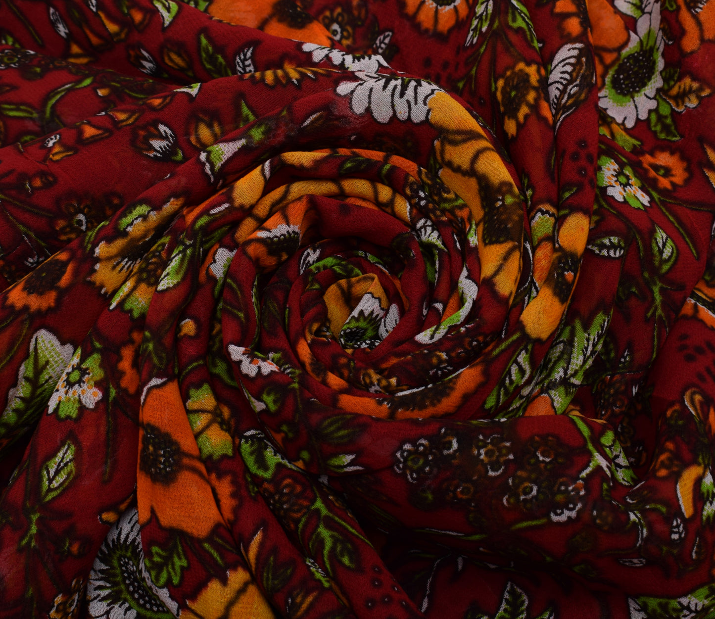 Sushila Vintage Red 100% Pure Georgette Silk Printed Dress Fabric By the Yard