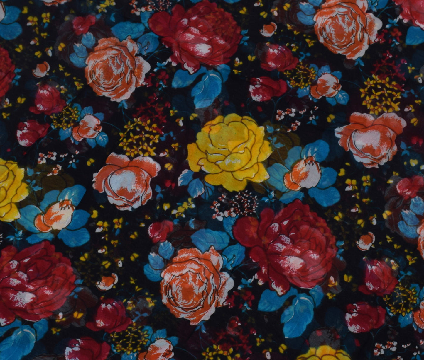 Sushila Vintage Black Georgette Silk Printed Dress Material Fabric By the Yard