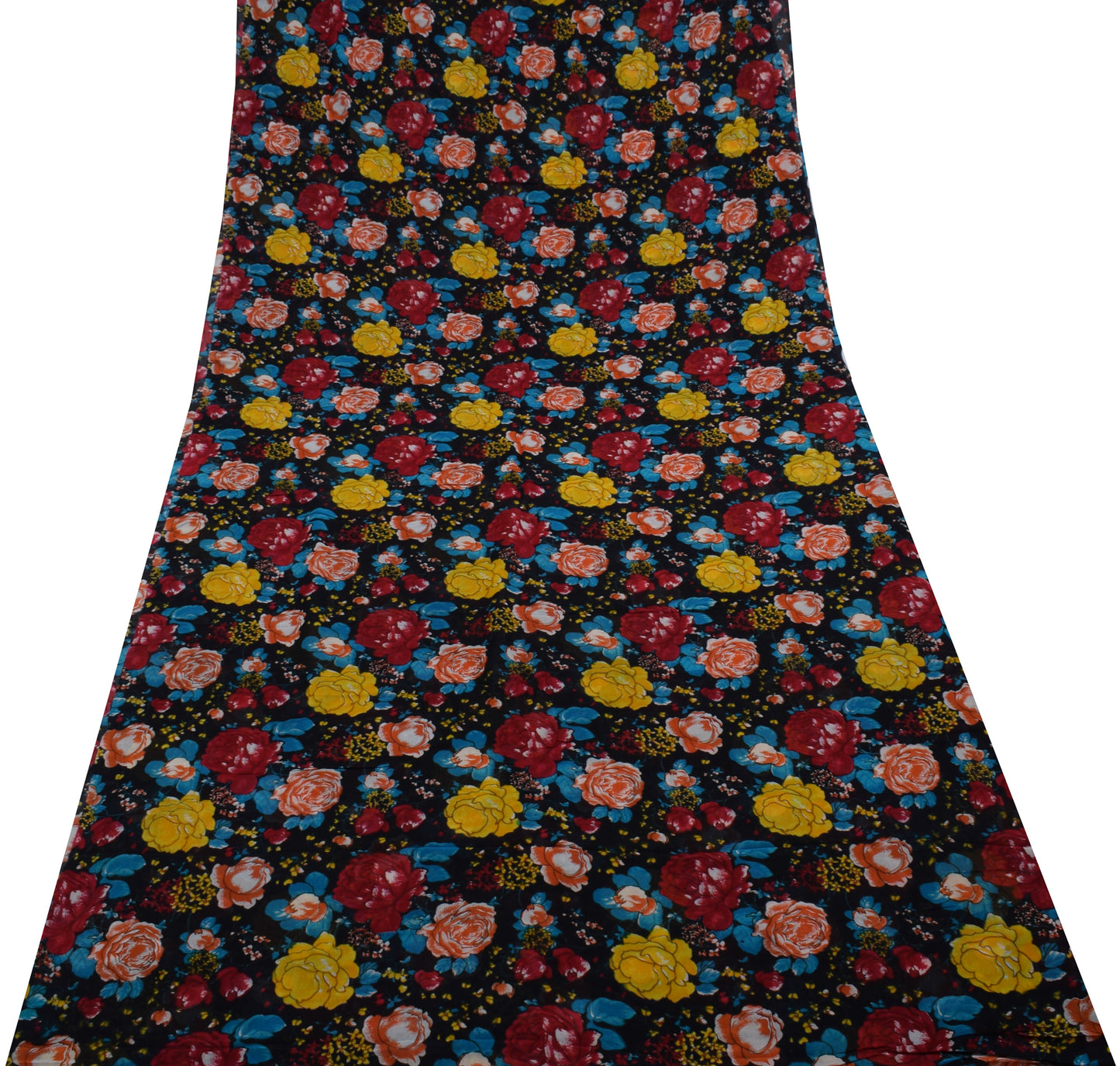 Sushila Vintage Black Georgette Silk Printed Dress Material Fabric By the Yard