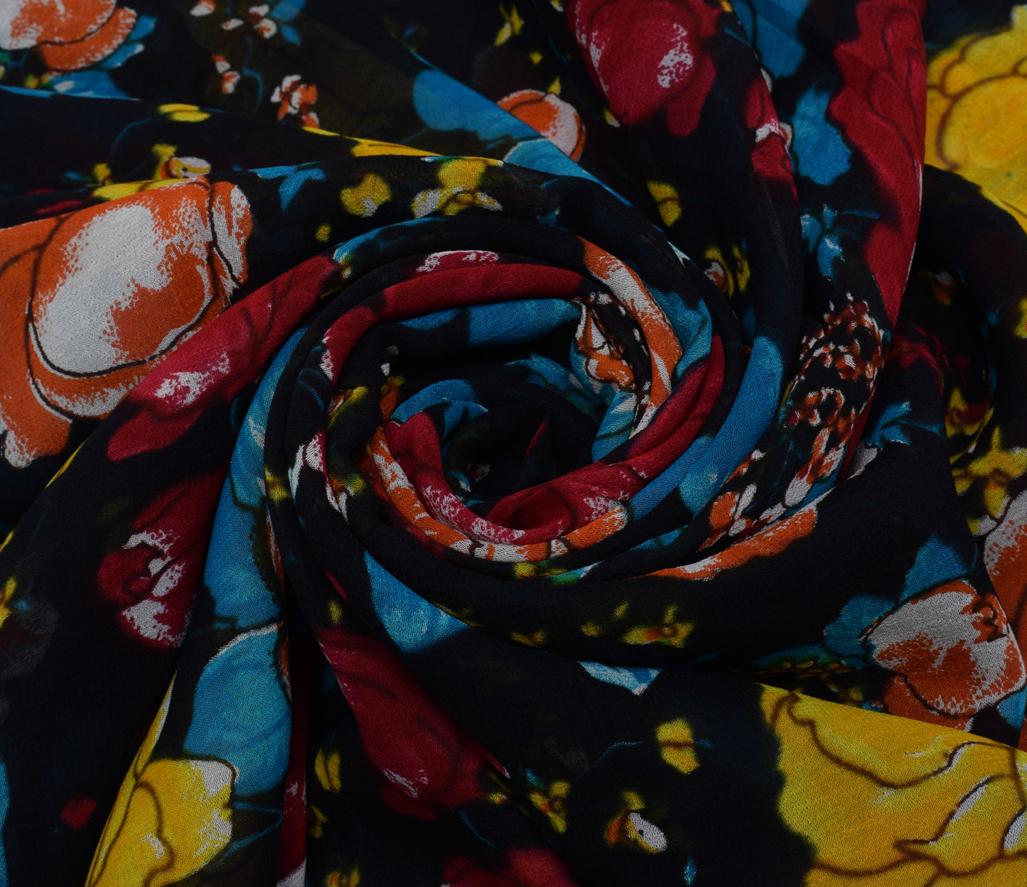 Sushila Vintage Black Georgette Silk Printed Dress Material Fabric By the Yard