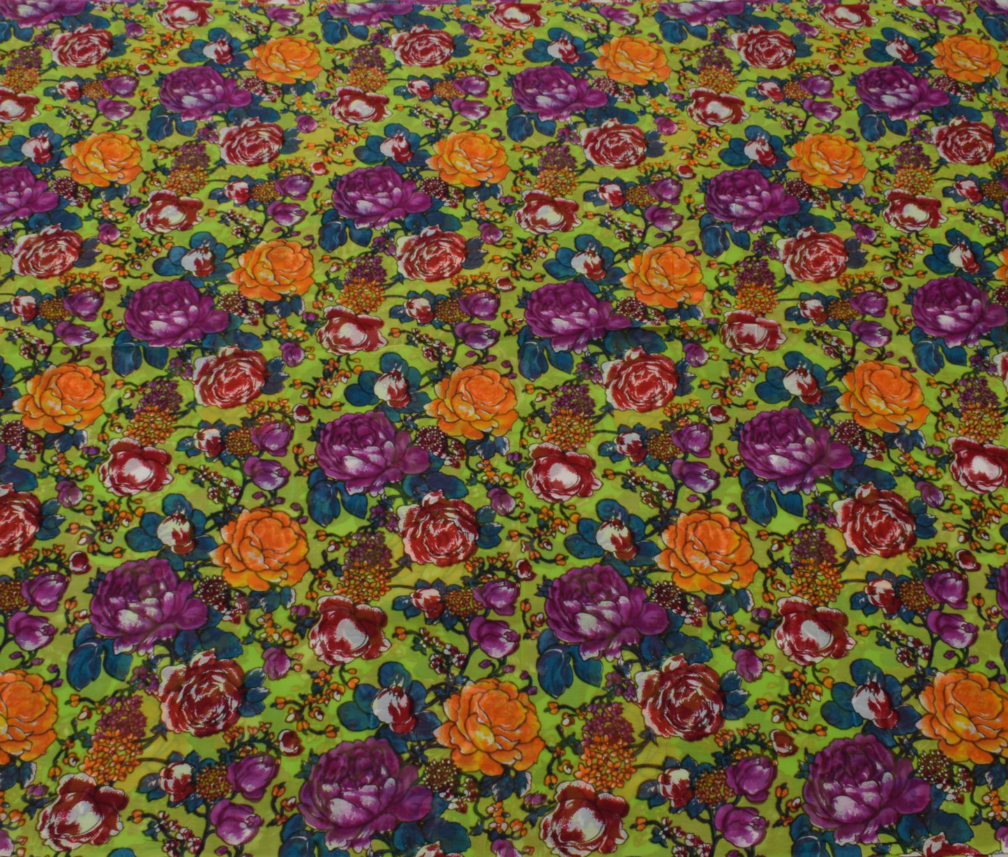Sushila Vintage Green Saree Pure Georgette Silk Printed Dress Fabric By the Yard