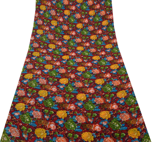 Sushila Vintage Red 100% Pure Georgette Silk Printed Dress Fabric By the Yard