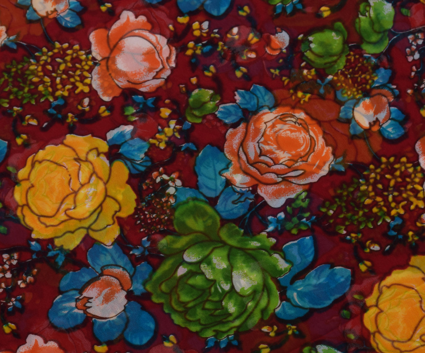 Sushila Vintage Red 100% Pure Georgette Silk Printed Dress Fabric By the Yard