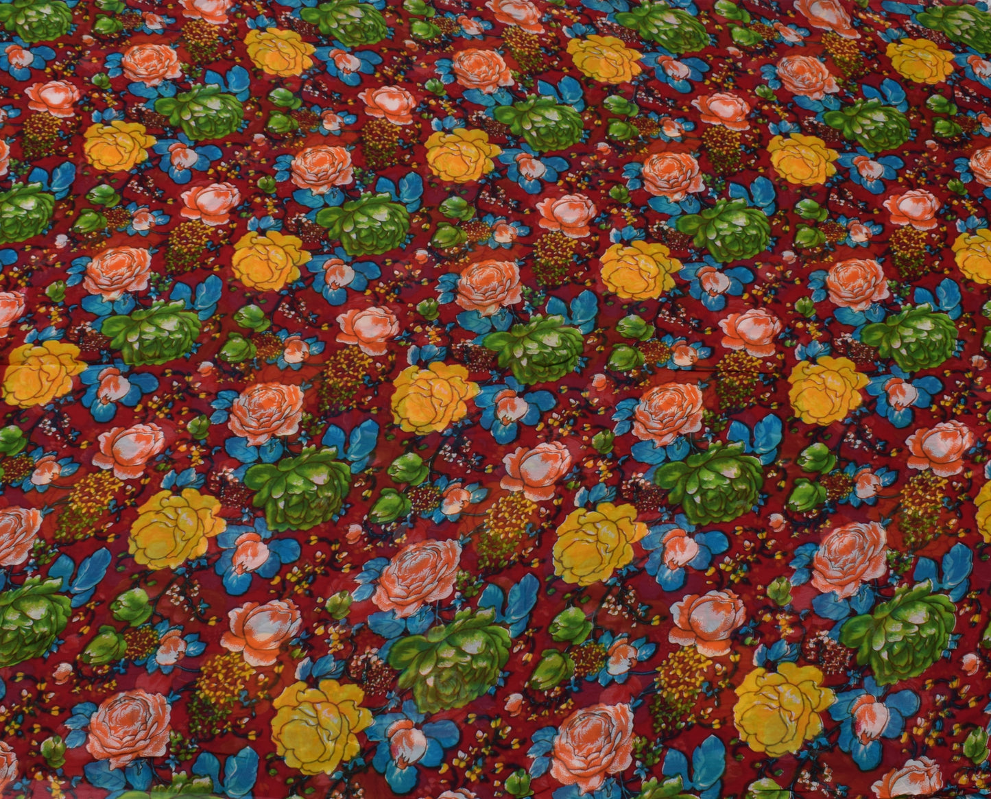 Sushila Vintage Red 100% Pure Georgette Silk Printed Dress Fabric By the Yard