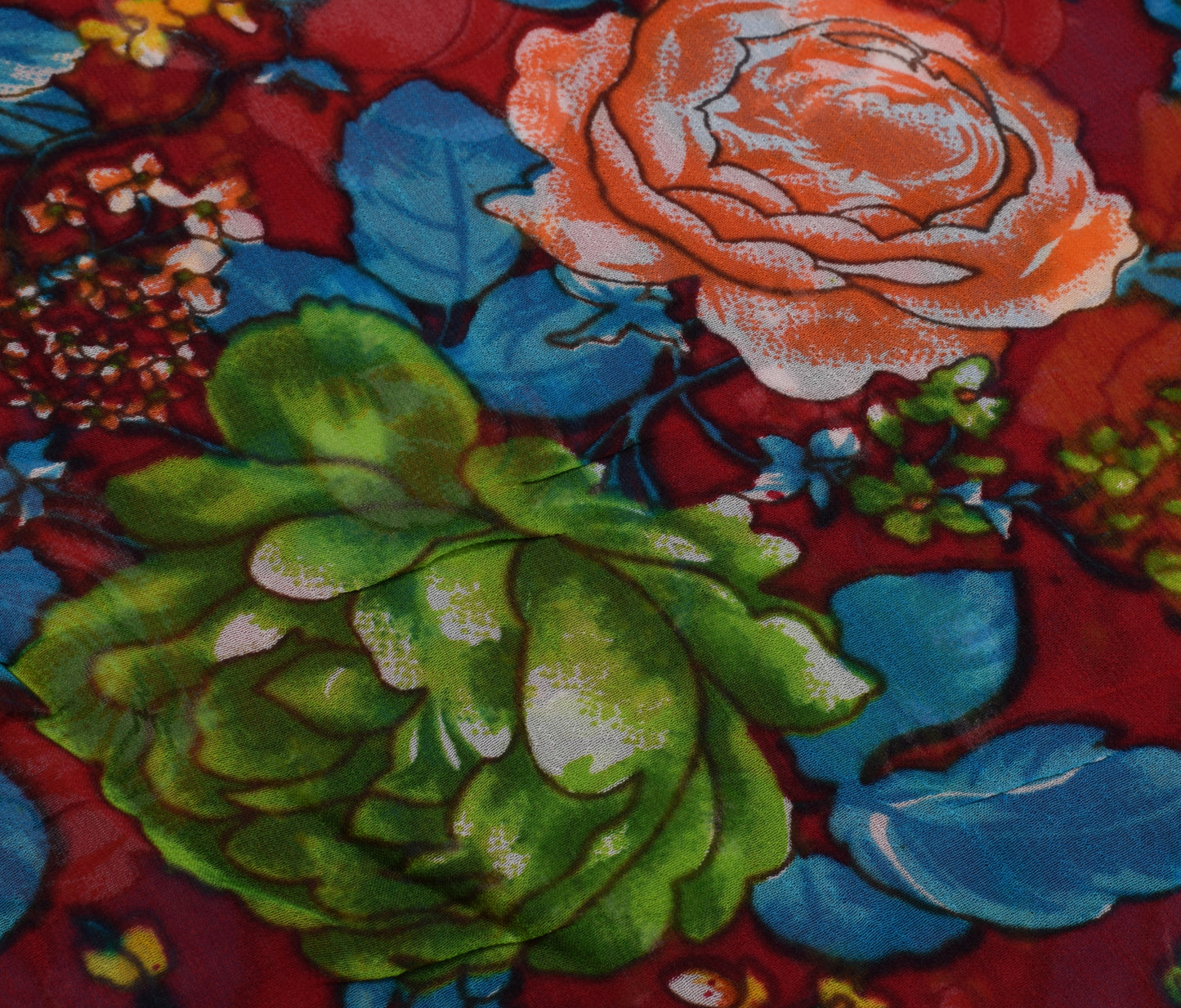 Sushila Vintage Red 100% Pure Georgette Silk Printed Dress Fabric By the Yard
