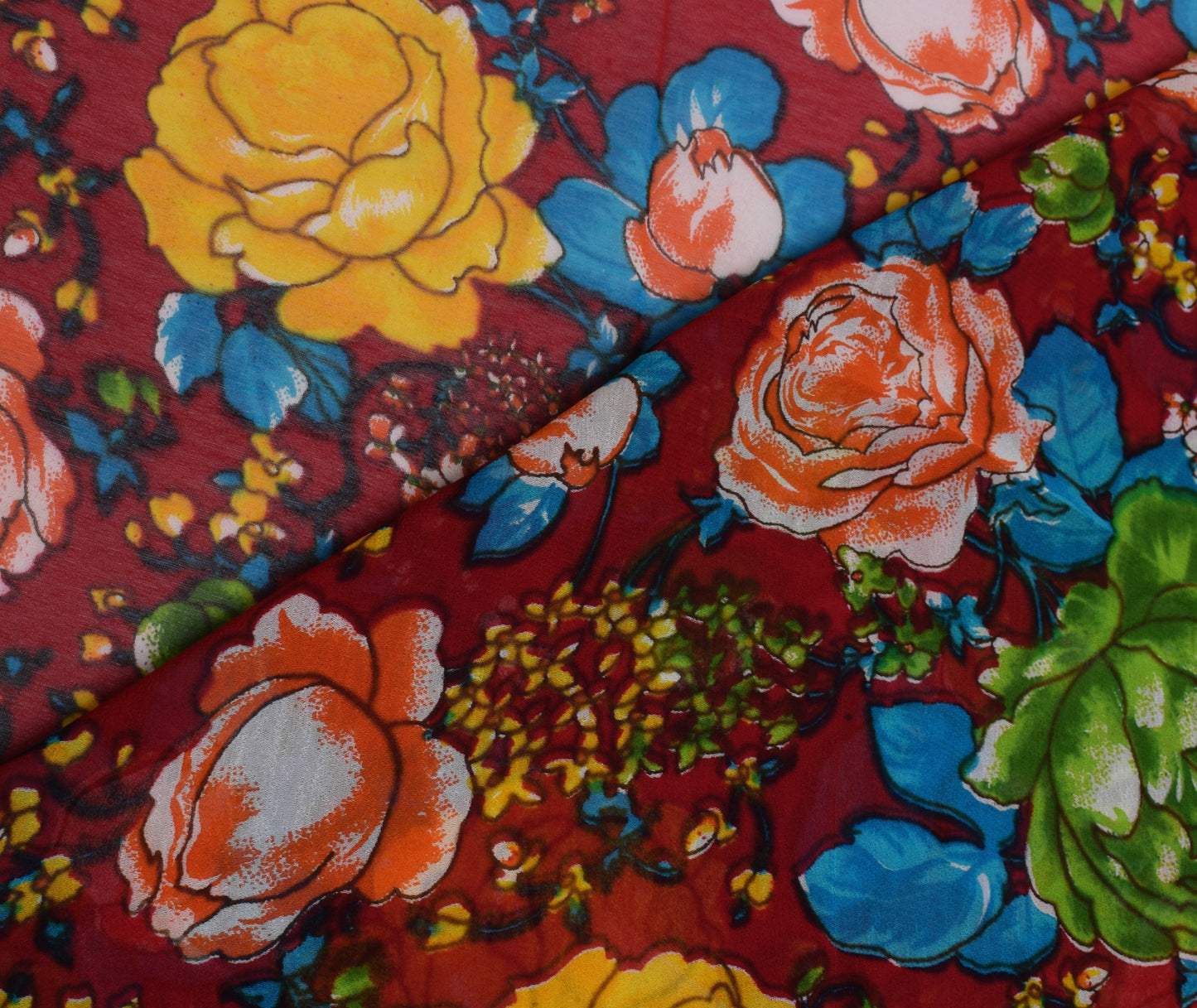 Sushila Vintage Red 100% Pure Georgette Silk Printed Dress Fabric By the Yard