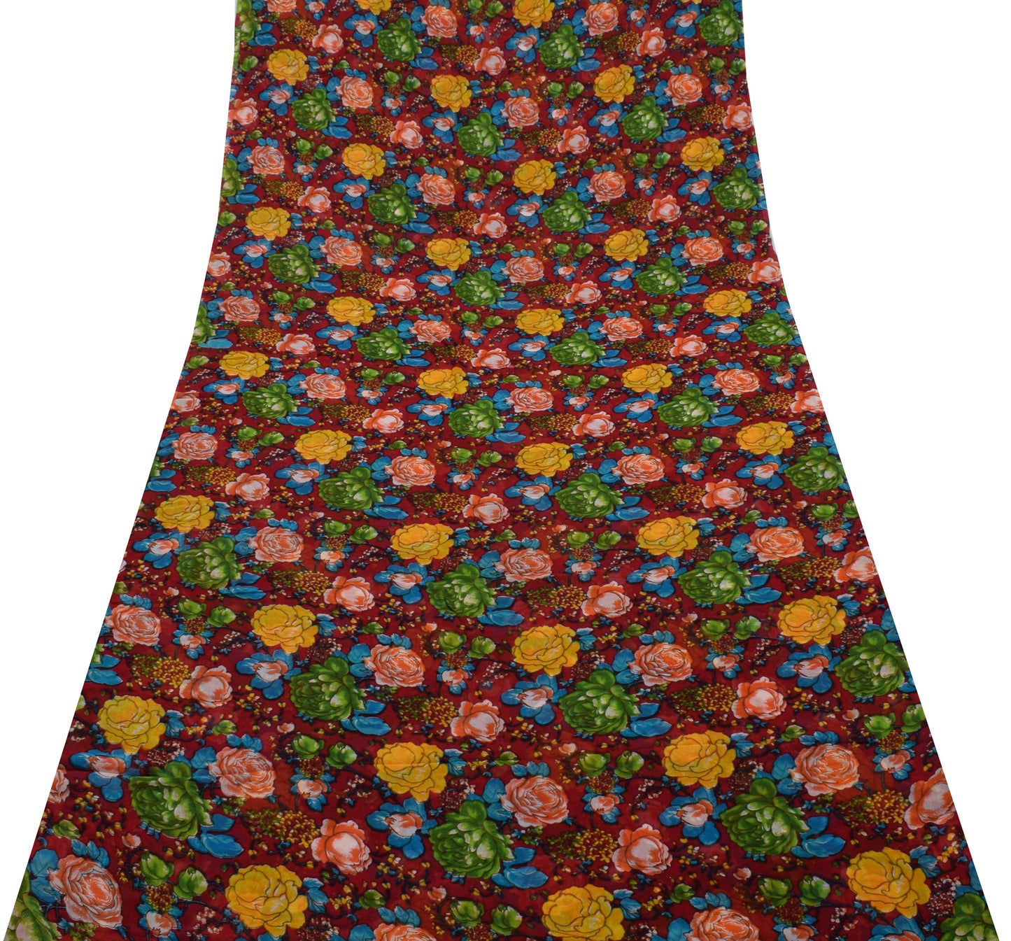 Sushila Vintage Red 100% Pure Georgette Silk Printed Dress Fabric By the Yard