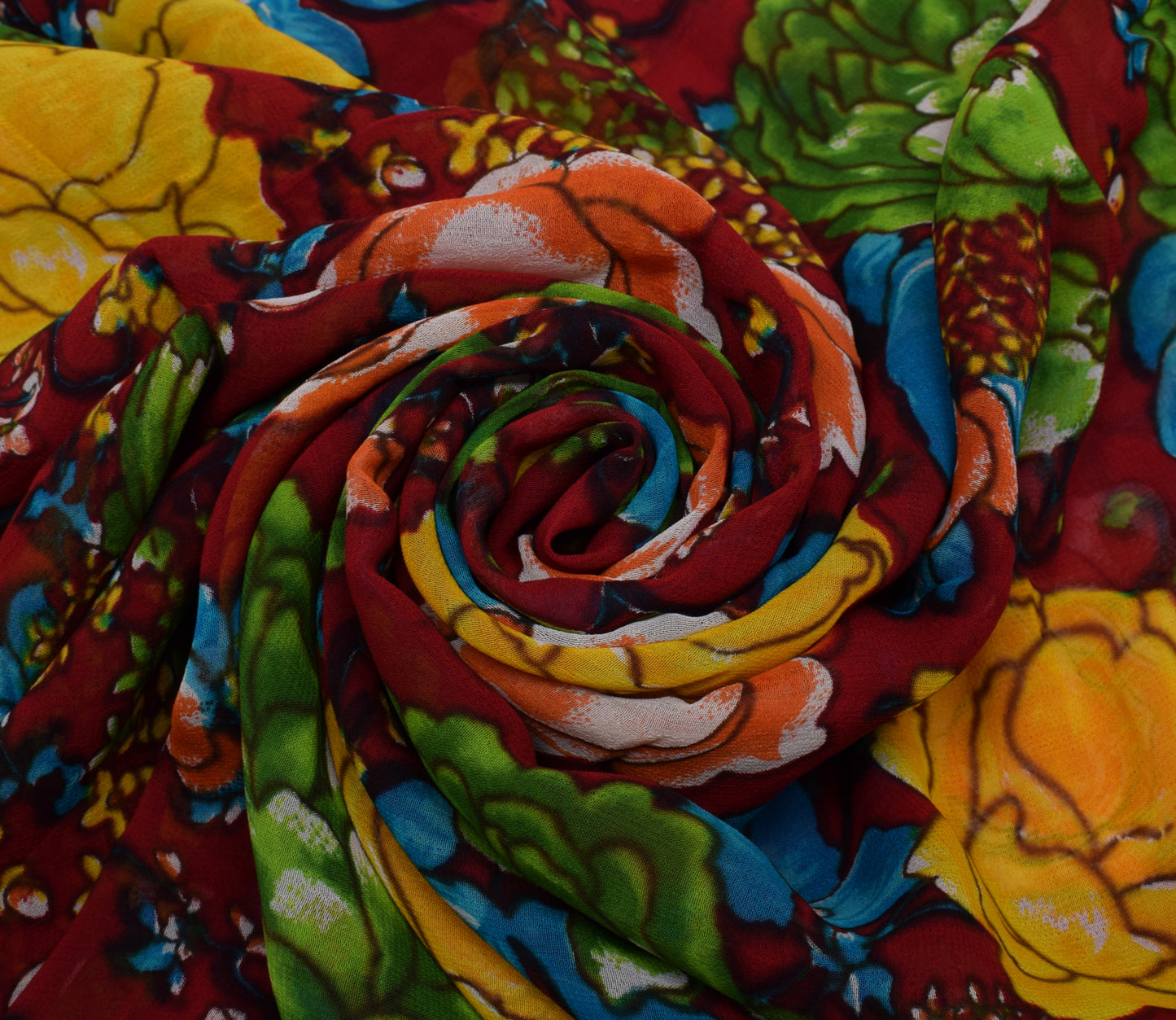 Sushila Vintage Red 100% Pure Georgette Silk Printed Dress Fabric By the Yard