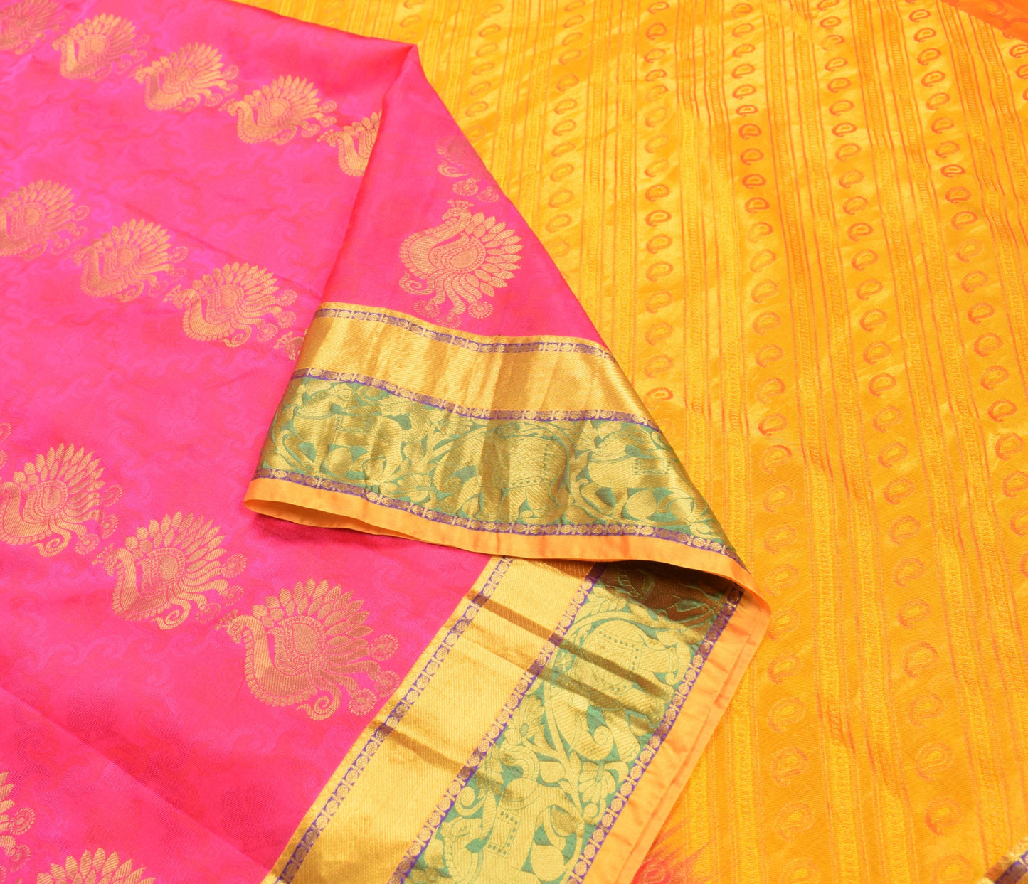 Sushila Vintage Kanchipuram Silk Saree Magenta Annapakshi Woven HEAVY 6 YDs Sari