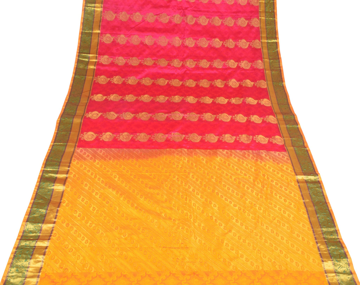 Sushila Vintage Kanchipuram Silk Saree Magenta Annapakshi Woven HEAVY 6 YDs Sari