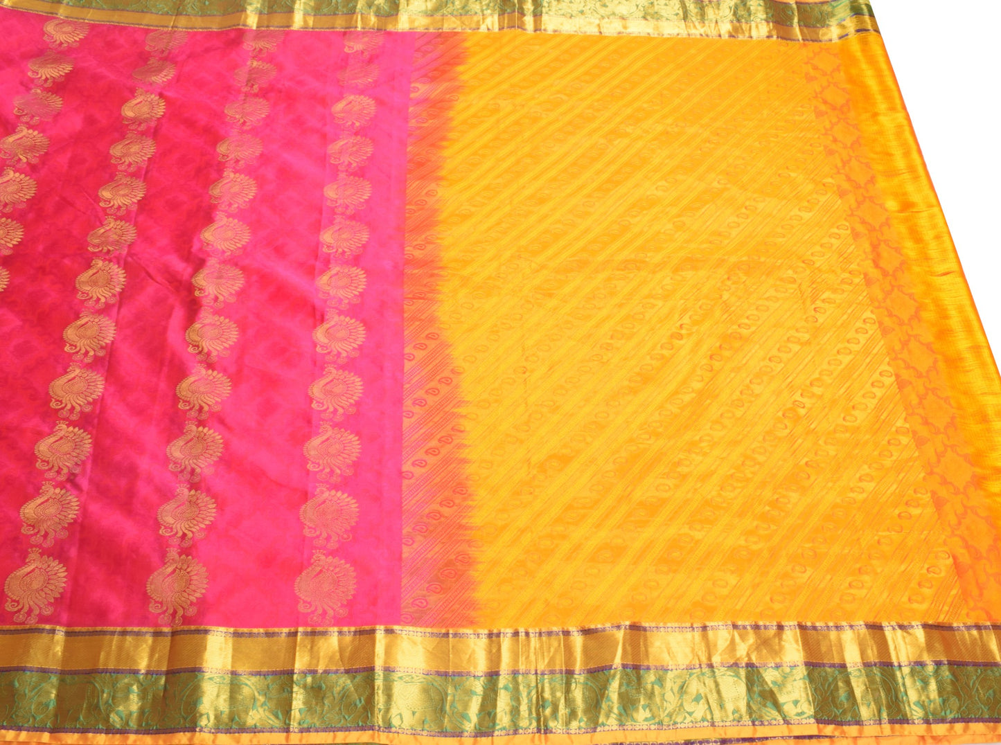 Sushila Vintage Kanchipuram Silk Saree Magenta Annapakshi Woven HEAVY 6 YDs Sari