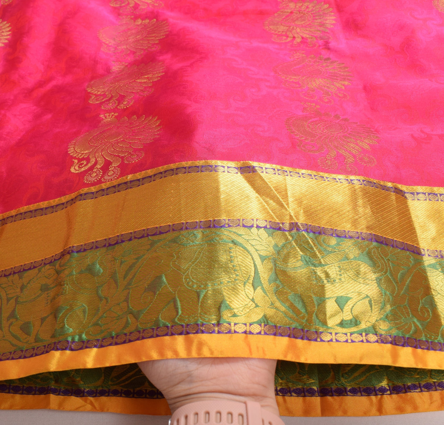 Sushila Vintage Kanchipuram Silk Saree Magenta Annapakshi Woven HEAVY 6 YDs Sari