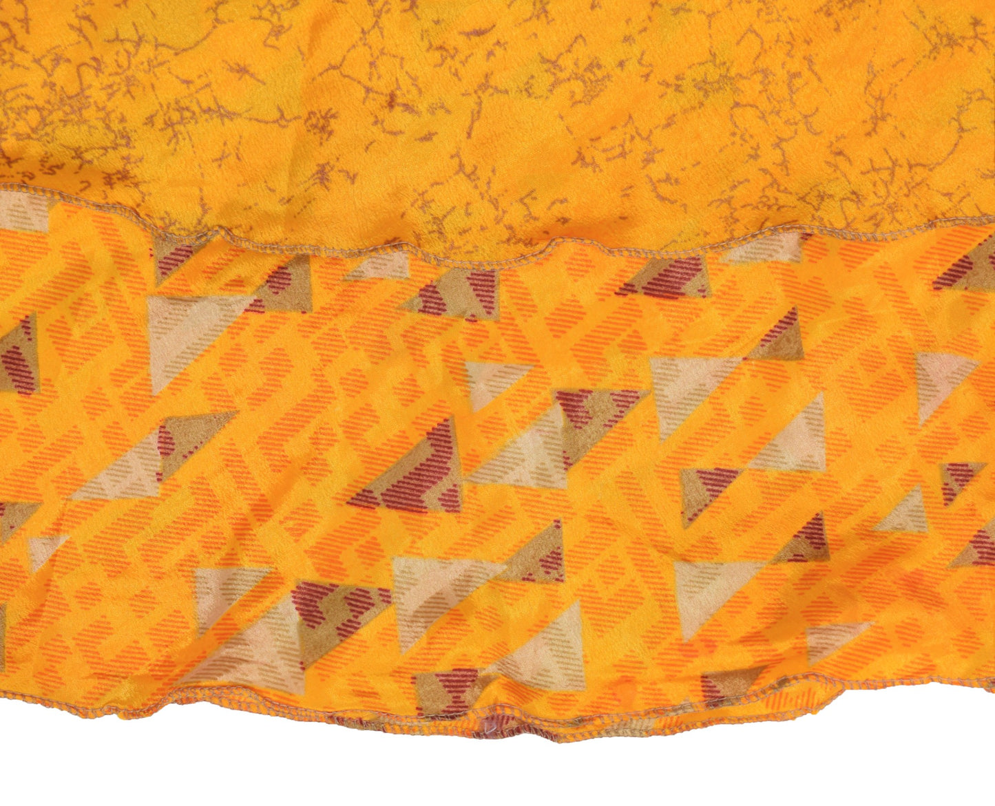 Sushila Vintage Art Silk Saree Magic Wrap Reversible Skirt Yellow Beach Dress