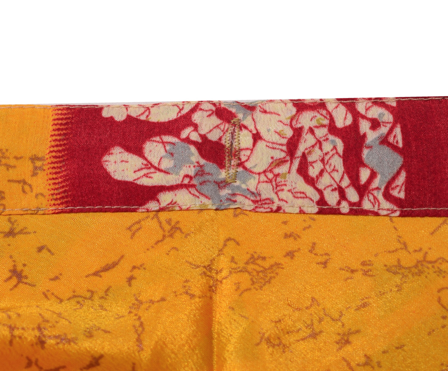 Sushila Vintage Art Silk Saree Magic Wrap Reversible Skirt Yellow Beach Dress