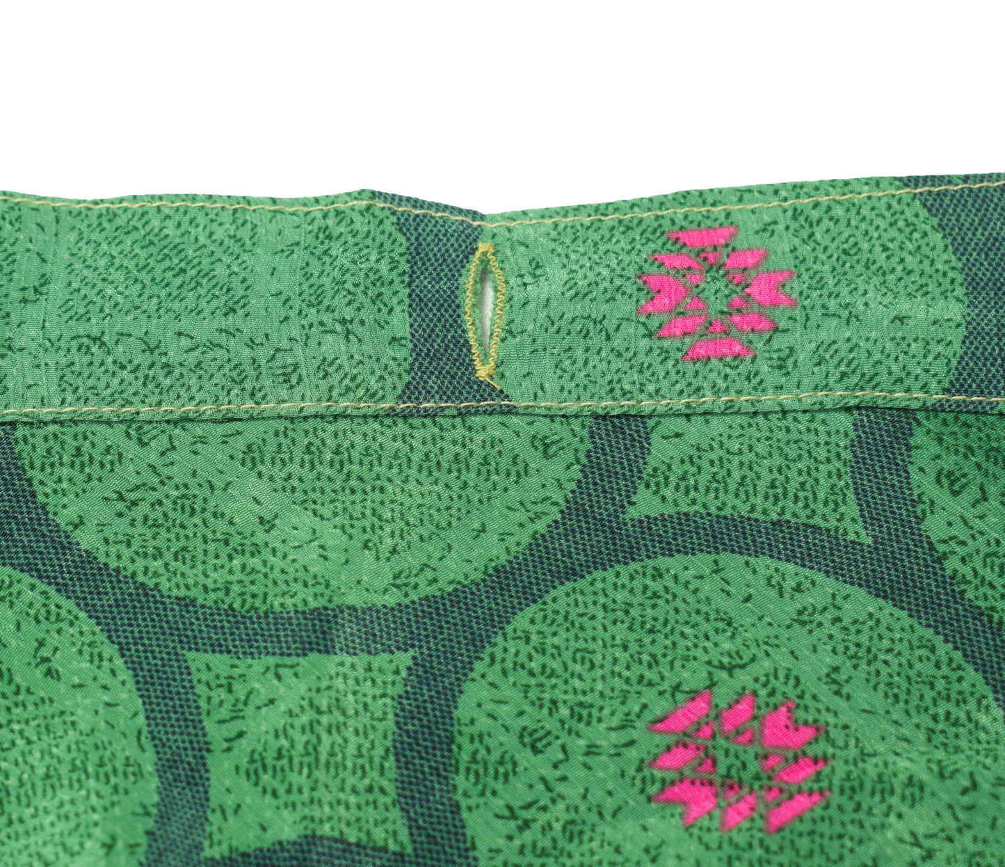 Sushila Vintage Art Silk Saree Magic Wrap Reversible Skirt BeachDress Green Boho