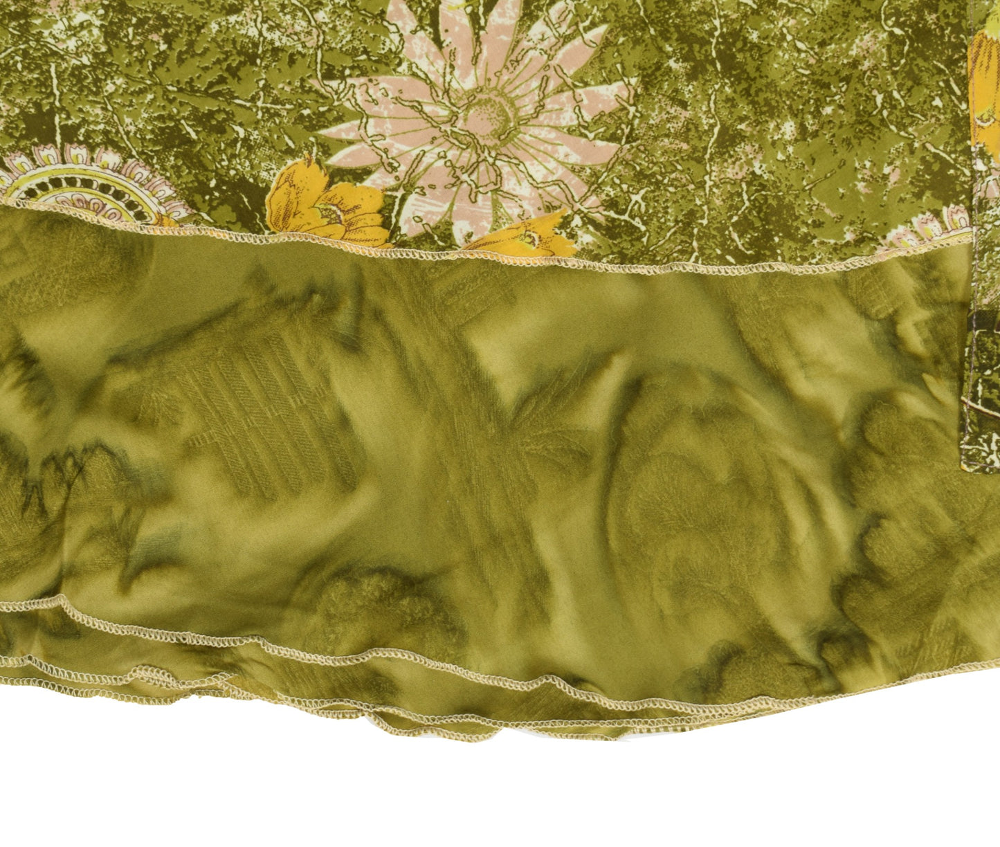 Sushila Vintage Silk Saree Magic Wrap Reversible Skirt Floral Green Beach Dress