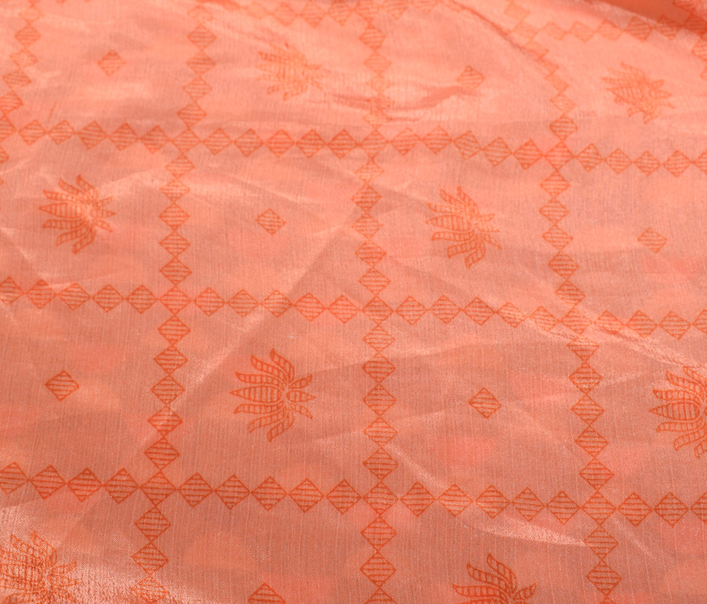Sushila Vintage Art Silk Saree Peach Magic Wrap Reversible Skirt Beach Dress