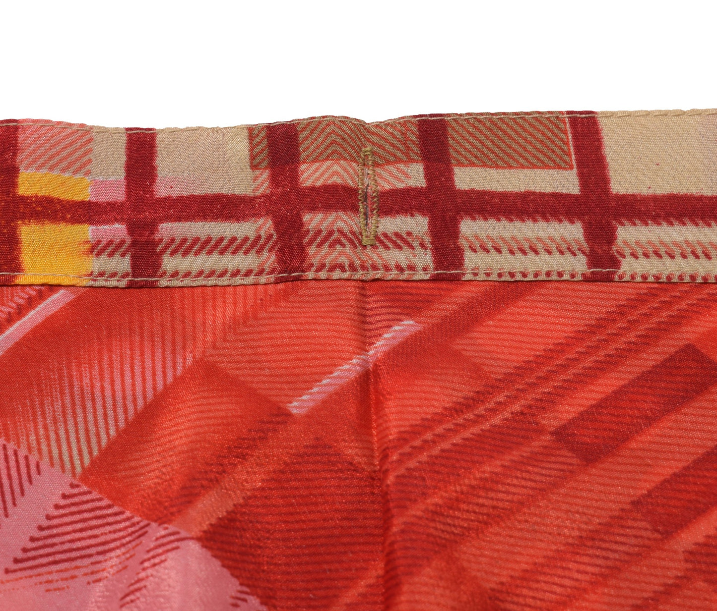 Sushila Vintage Art Silk Saree Magic Wrap Reversible Skirt Red & Gray Beach Dress