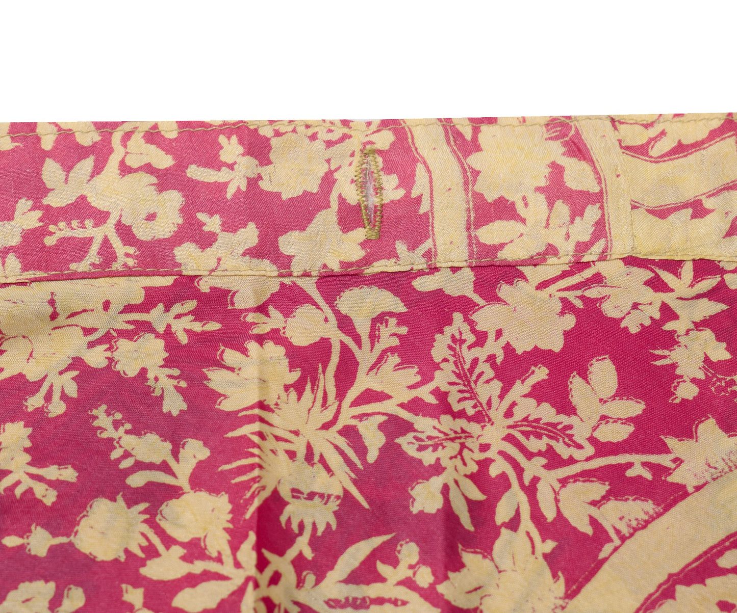 Sushila Vintage Art Silk Saree Magic Wrap Reversible Skirt Magenta Cream Beach Dress