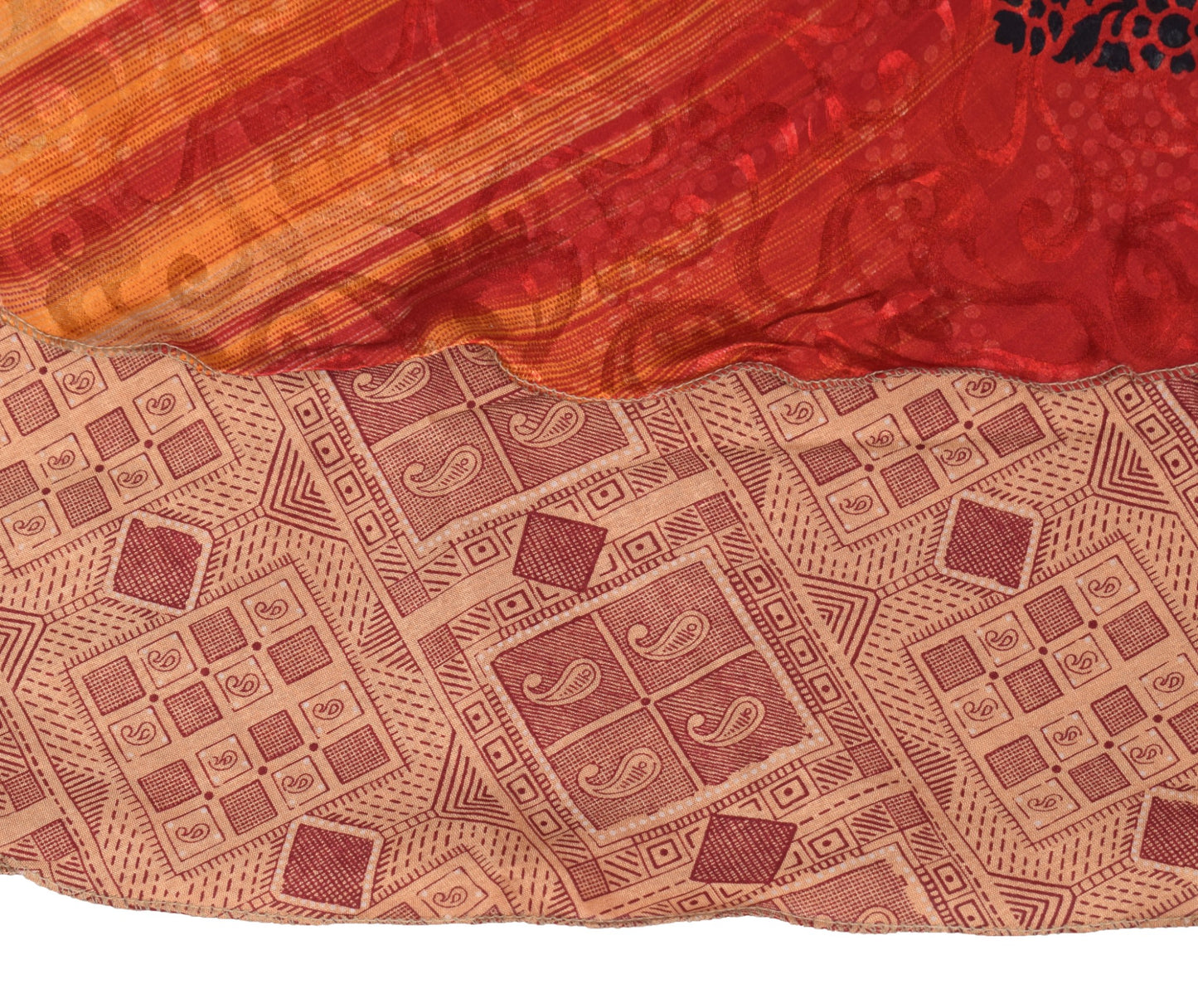 Sushila Vintage Art Silk Saree Magic Wrap Reversible Skirt Beach Dress Maroon