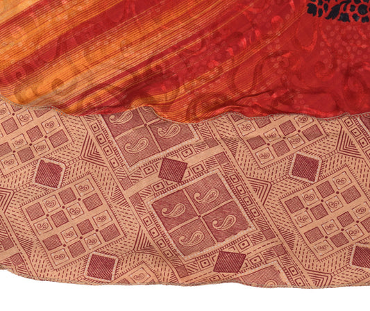 Sushila Vintage Art Silk Saree Magic Wrap Reversible Skirt Beach Dress Maroon