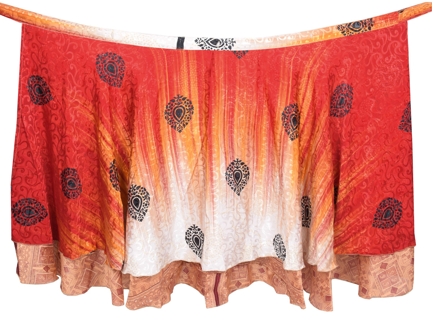 Sushila Vintage Art Silk Saree Magic Wrap Reversible Skirt Beach Dress Maroon