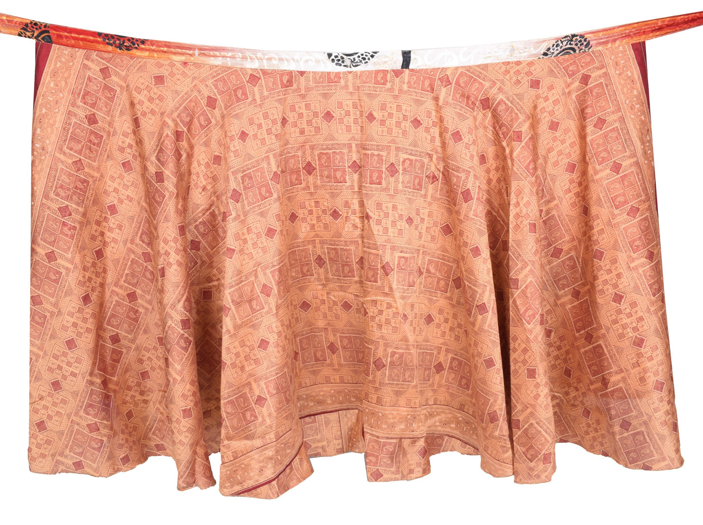 Sushila Vintage Art Silk Saree Magic Wrap Reversible Skirt Beach Dress Maroon