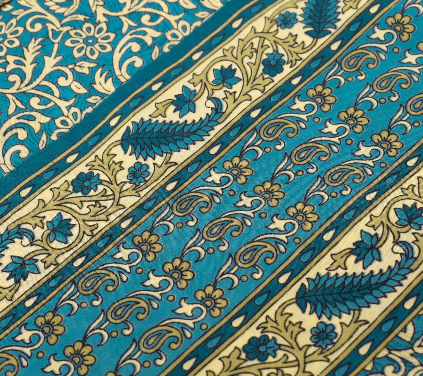 Sushila Vintage Art Silk Saree Magic Wrap Reversible Skirt Teal Blue BeachDress