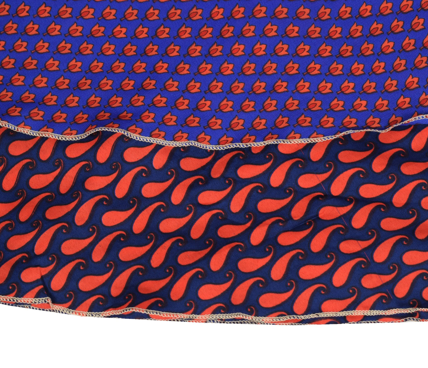 Sushila Vintage Red Blue Saree Magic Wrap Reversible Skirt Beach Art Silk Dress Boho