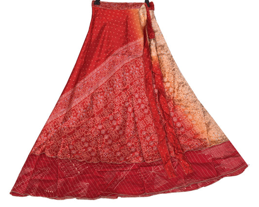 Sushila Vintage Art Silk Saree Magic Wrap Reversible Skirt Maroon Beach Dress