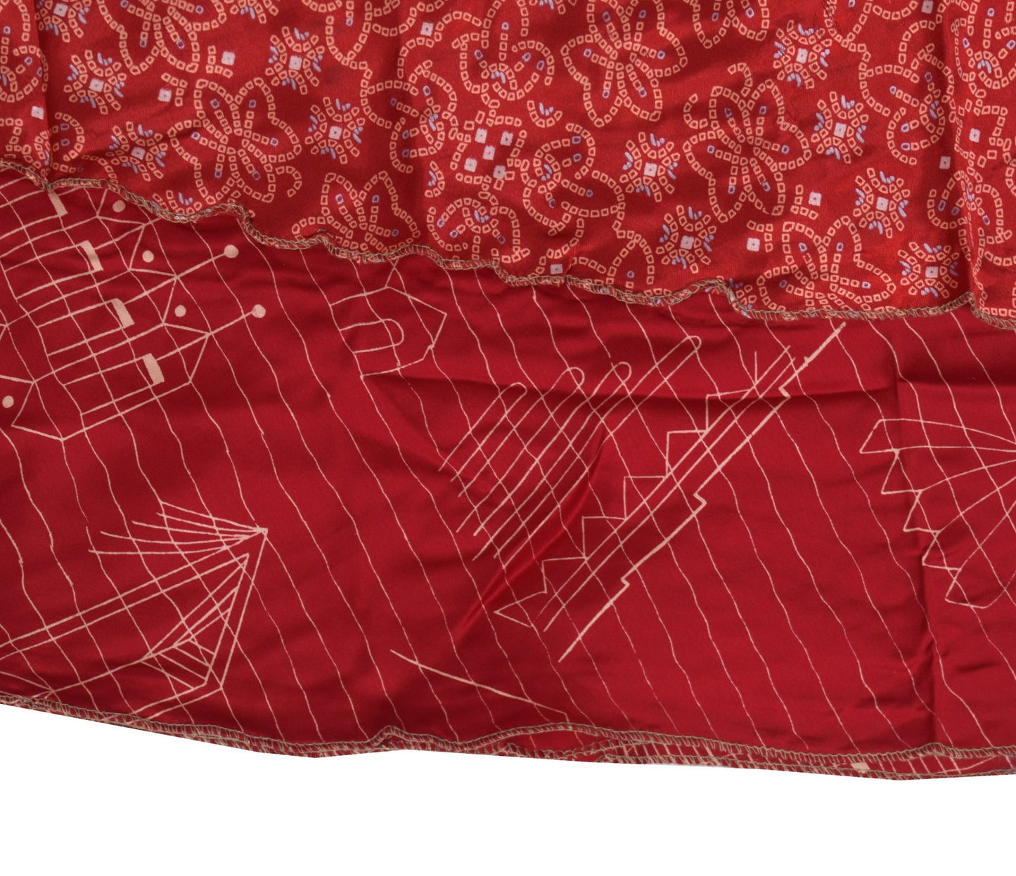 Sushila Vintage Art Silk Saree Magic Wrap Reversible Skirt Maroon Beach Dress