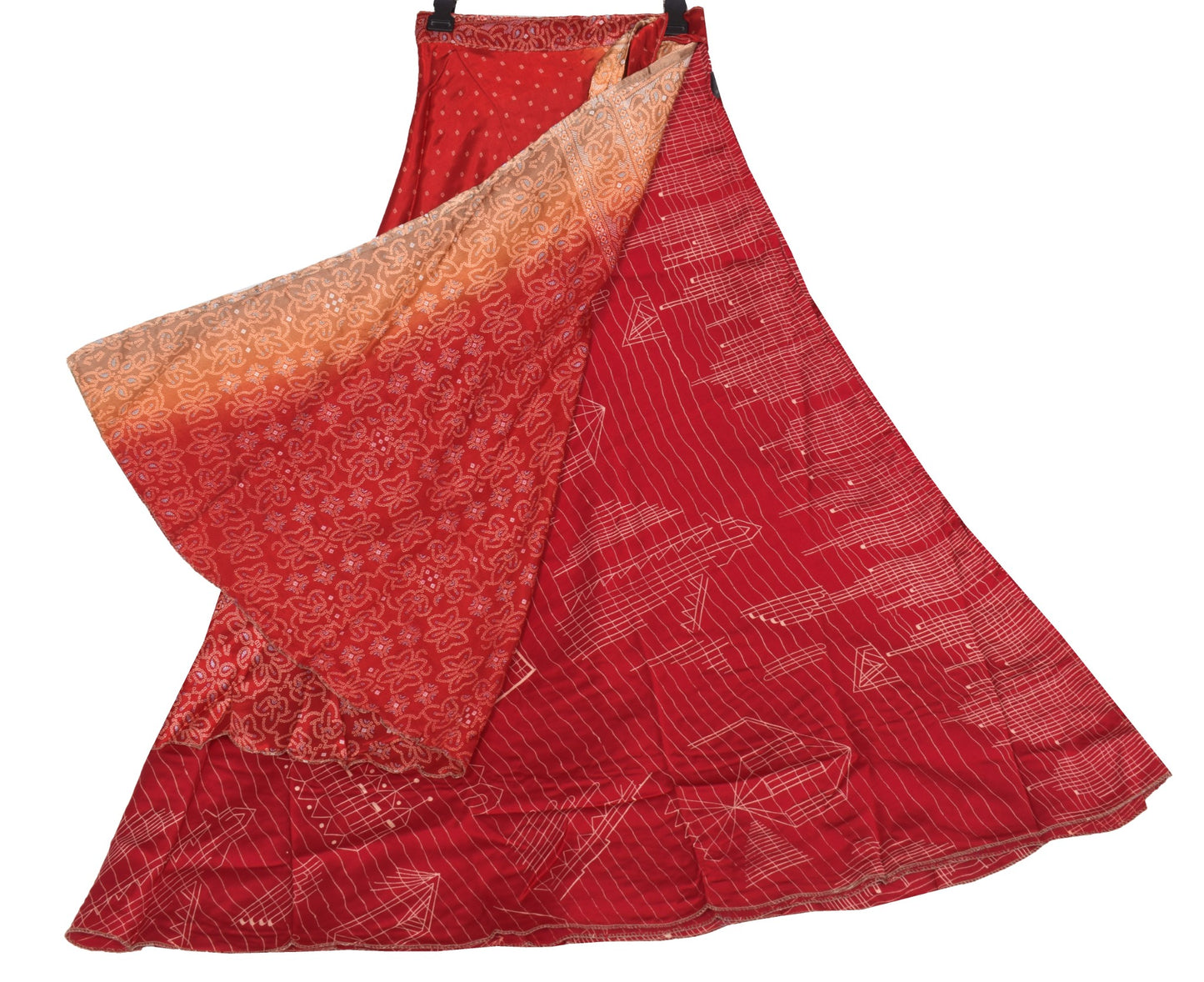 Sushila Vintage Art Silk Saree Magic Wrap Reversible Skirt Maroon Beach Dress