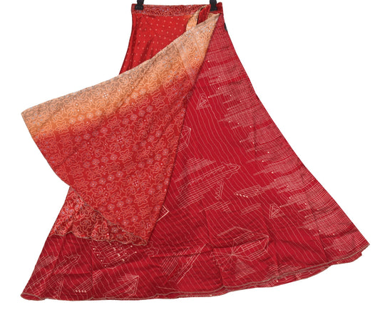 Sushila Vintage Art Silk Saree Magic Wrap Reversible Skirt Maroon Beach Dress