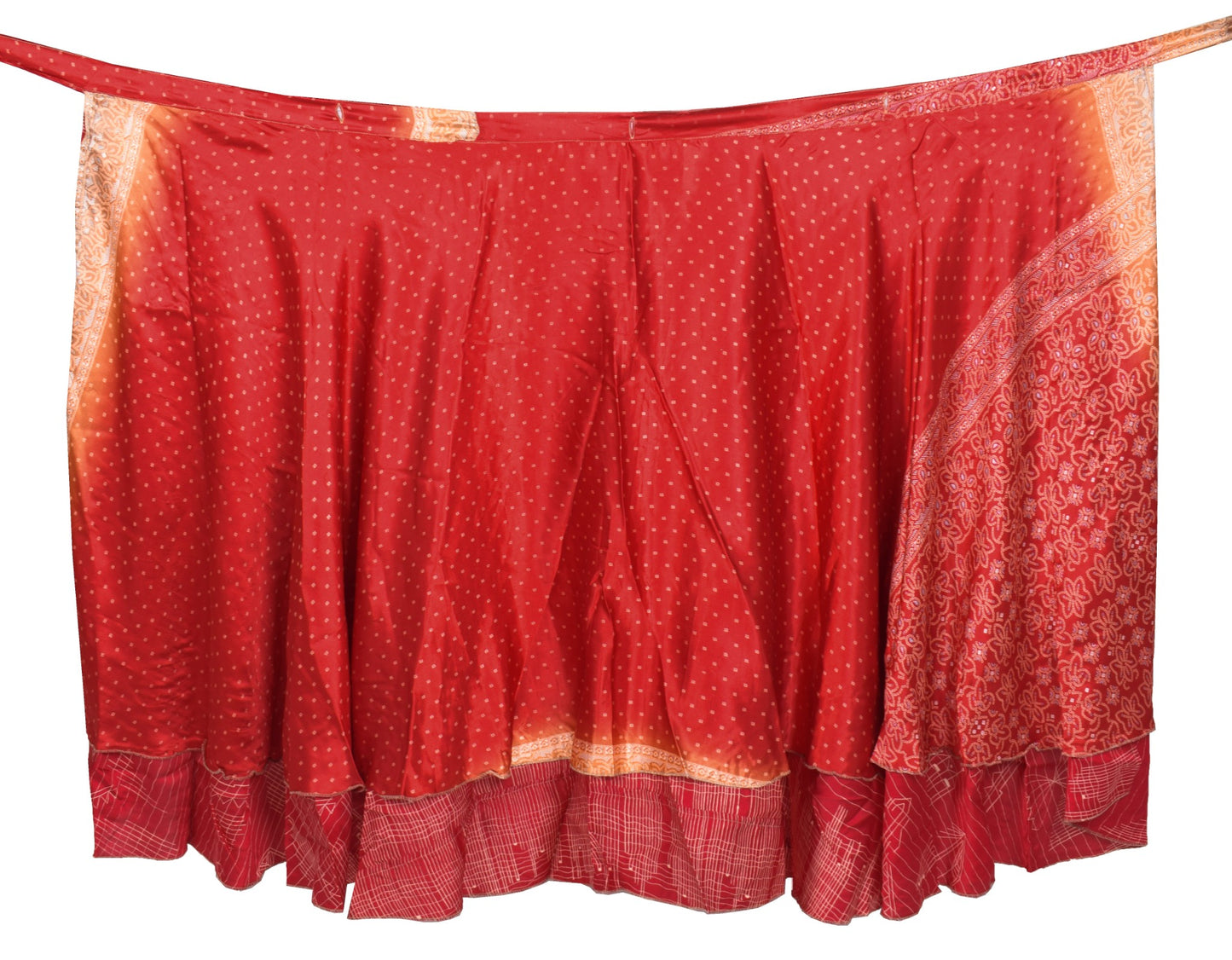 Sushila Vintage Art Silk Saree Magic Wrap Reversible Skirt Maroon Beach Dress