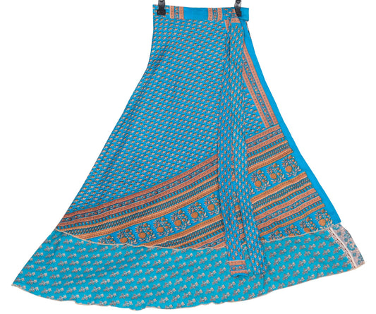 Sushila Vintage Floral Art Silk Saree Magic Wrap Reversible Skirt Beach Dress