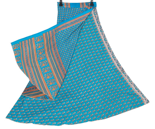 Sushila Vintage Floral Art Silk Saree Magic Wrap Reversible Skirt Beach Dress