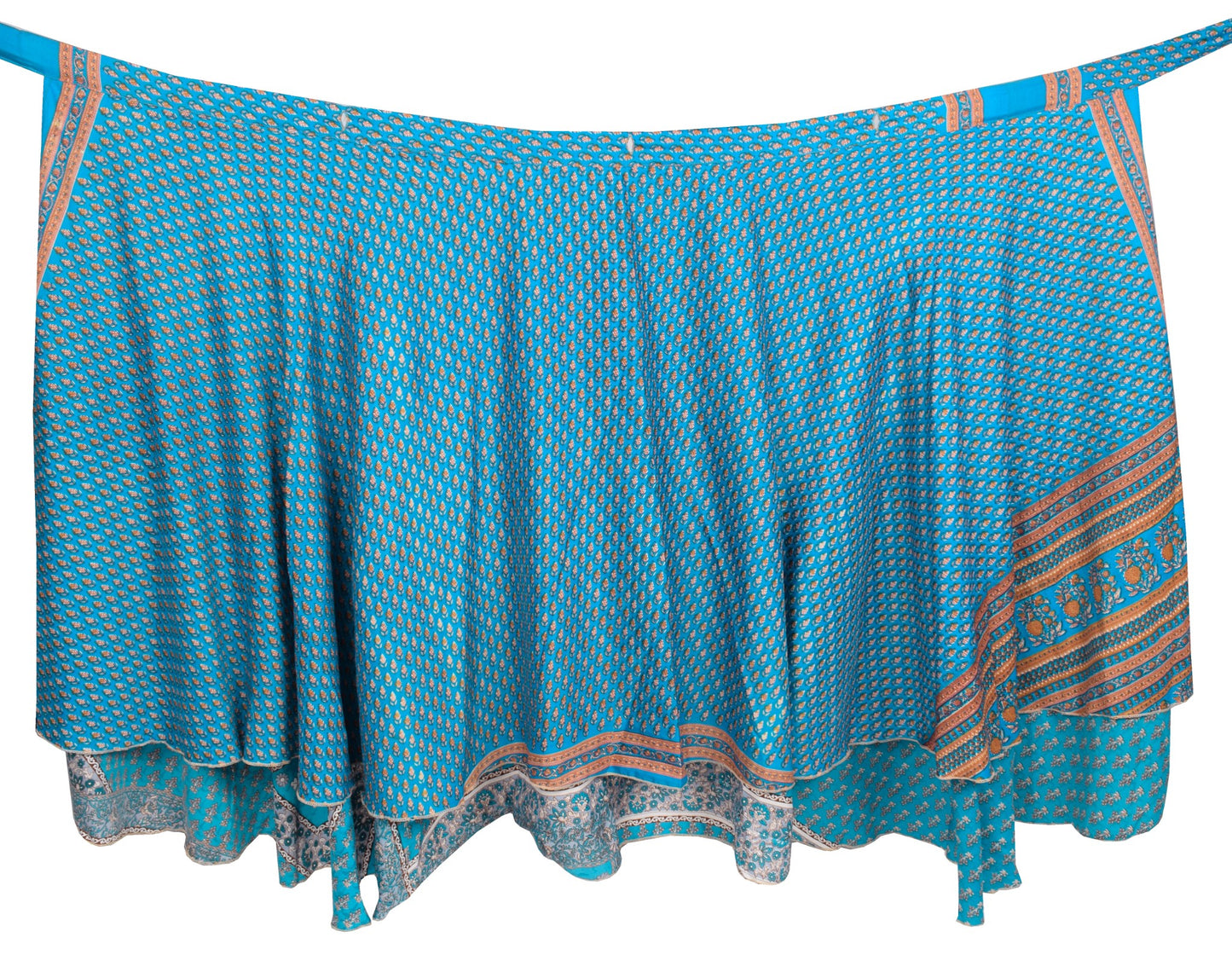 Sushila Vintage Floral Art Silk Saree Magic Wrap Reversible Skirt Beach Dress