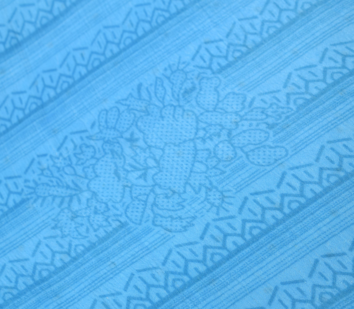 Sushila Vintage Art Silk Saree Magic Wrap Reversible Skirt Sky Blue Beach Dress